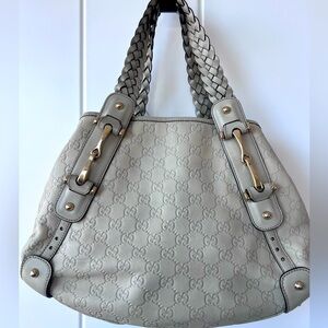 Auntentic Gucci Pelham Guccissima white/cream leather hobo handbag
